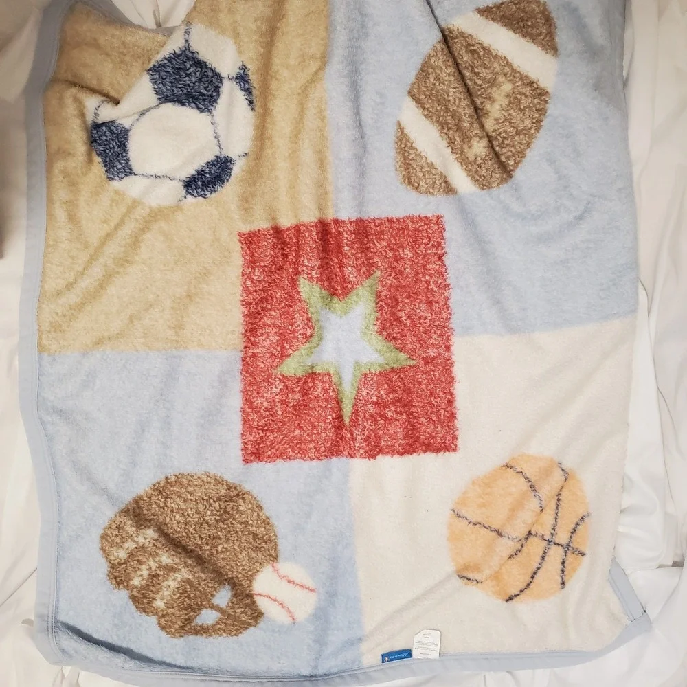 Tiddliwinks Baby Blanket Sports Ball Plush Soccer Football Baseball Basketball